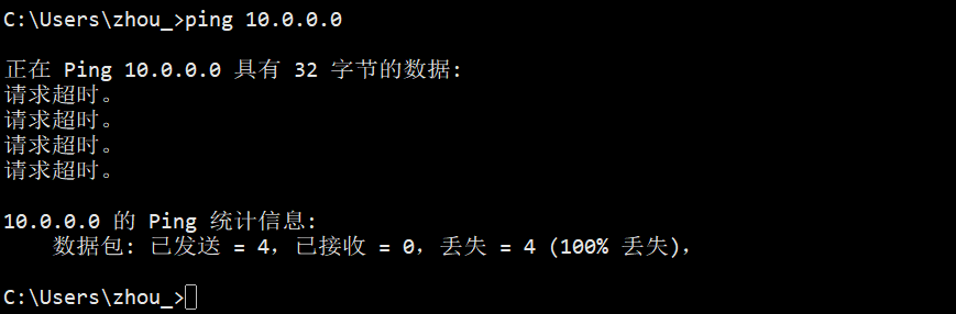 ping 10.0.0.0